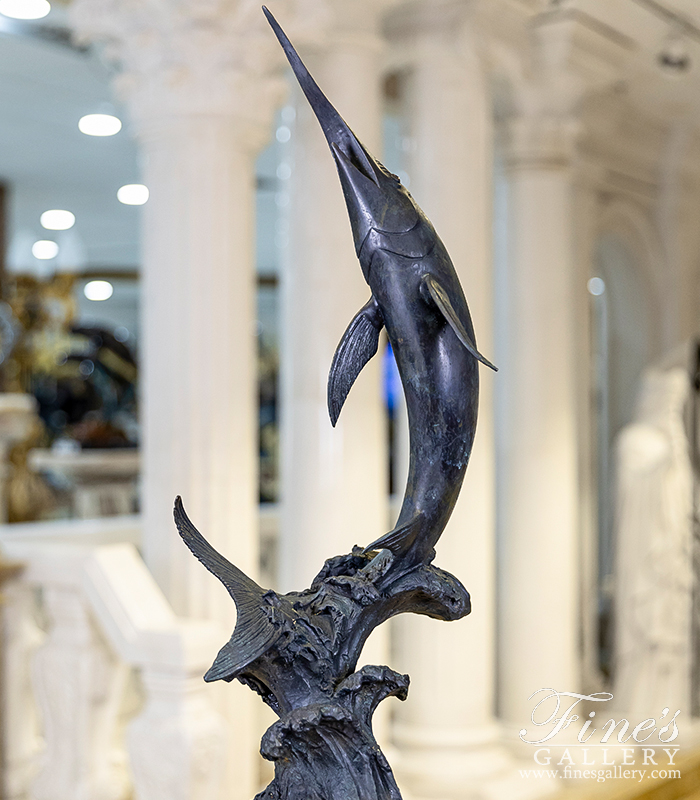 Bronze Statues  - Breaching Marlin Bronze Statue - BS-822